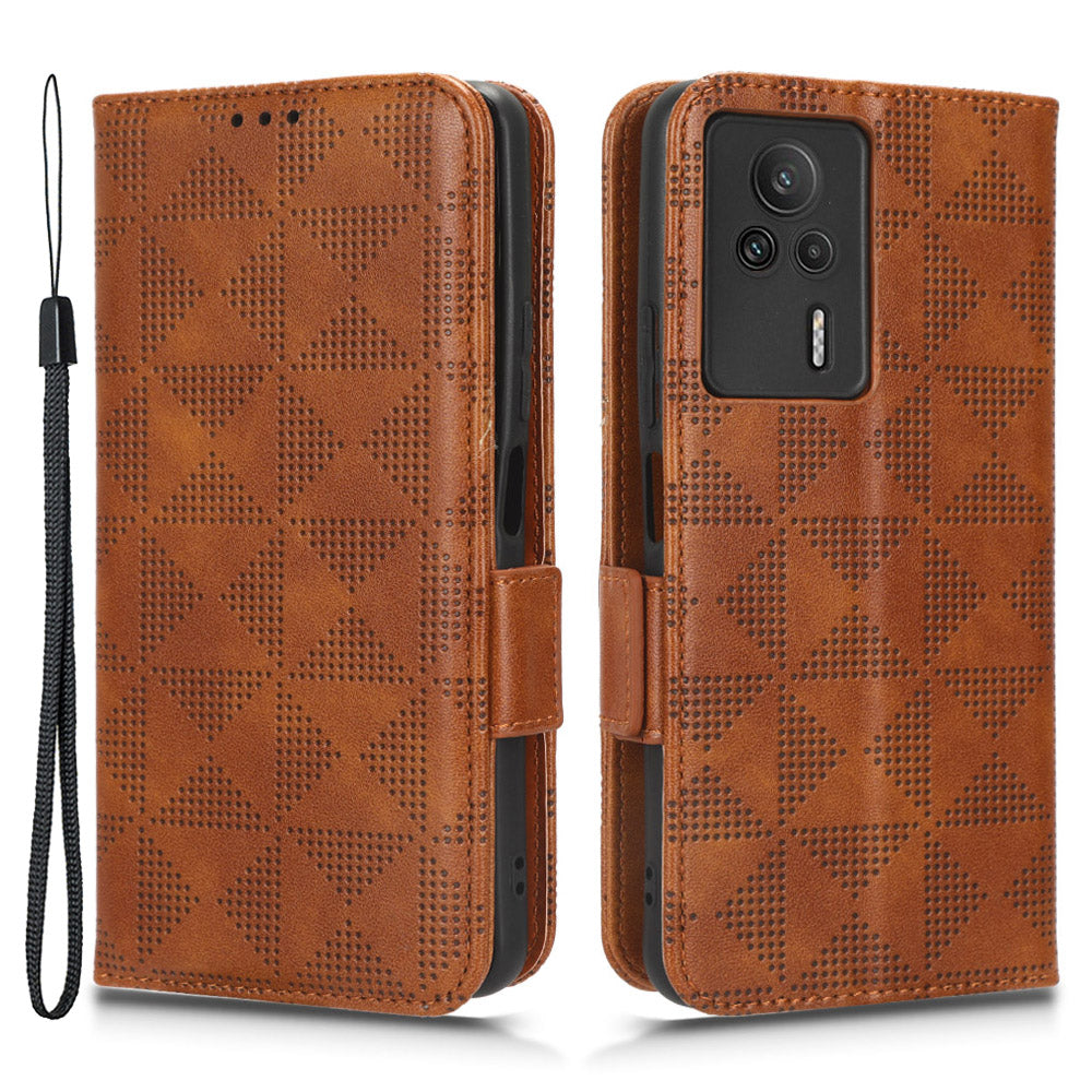 For Xiaomi Redmi K60E 5G Leather Phone Case Imprinted Triangle Pattern Stand Drop-proof Phone Cover Wallet For Xiaomi Redmi K60E 5G Leather Phone Case Imprinted Triangle Pattern Stand Drop-proof Phone Cover Wallet
